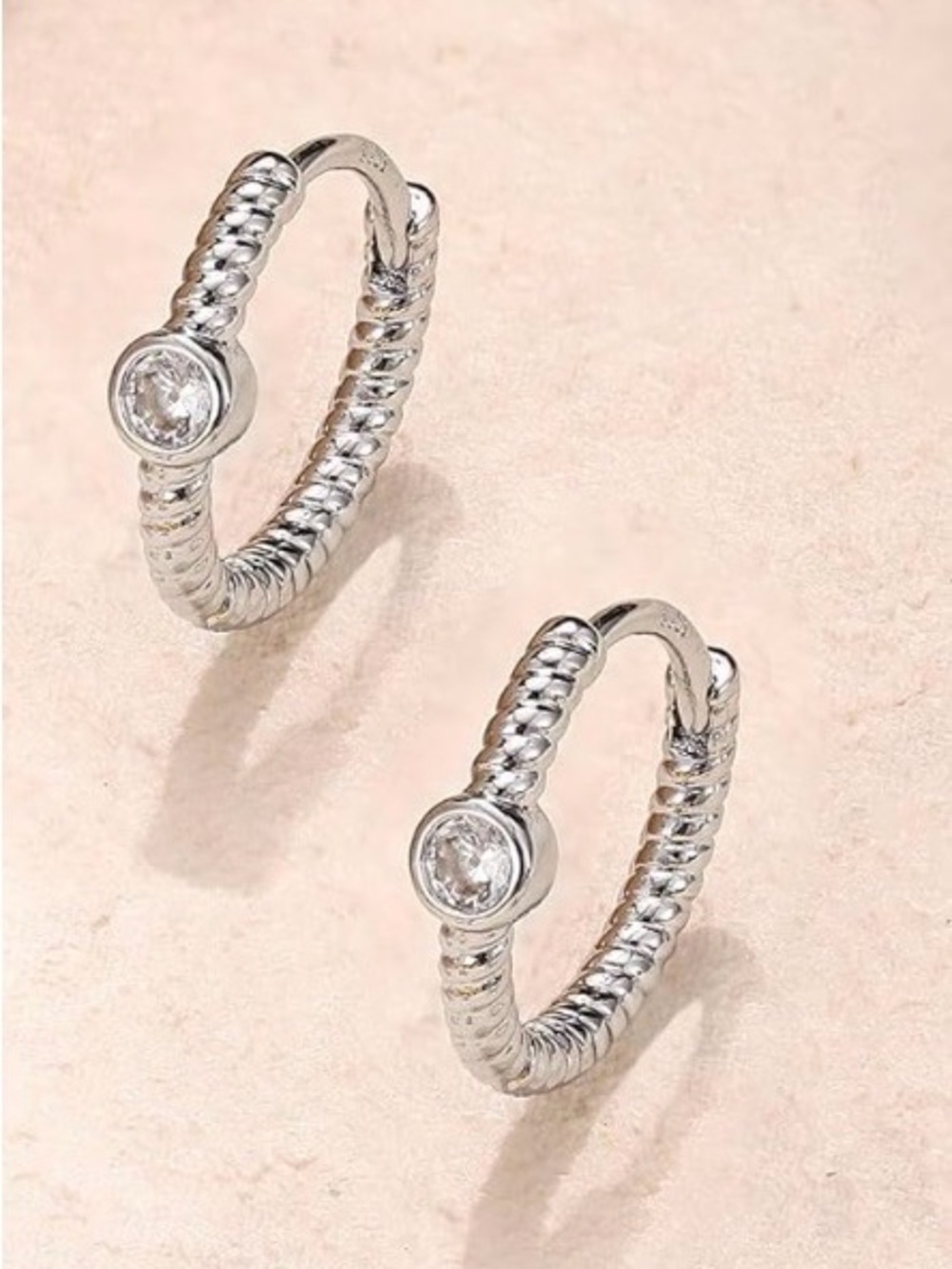 #78 925 Sterling Silver Twisted Hoop Earrings - Picture 3 of 3